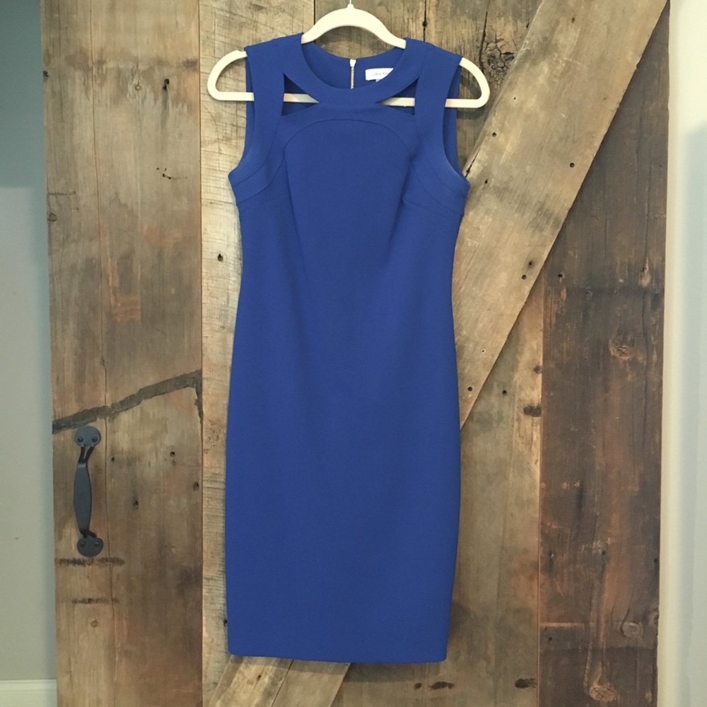 Calvin Klein Royal Blue Cutout Collar Dress